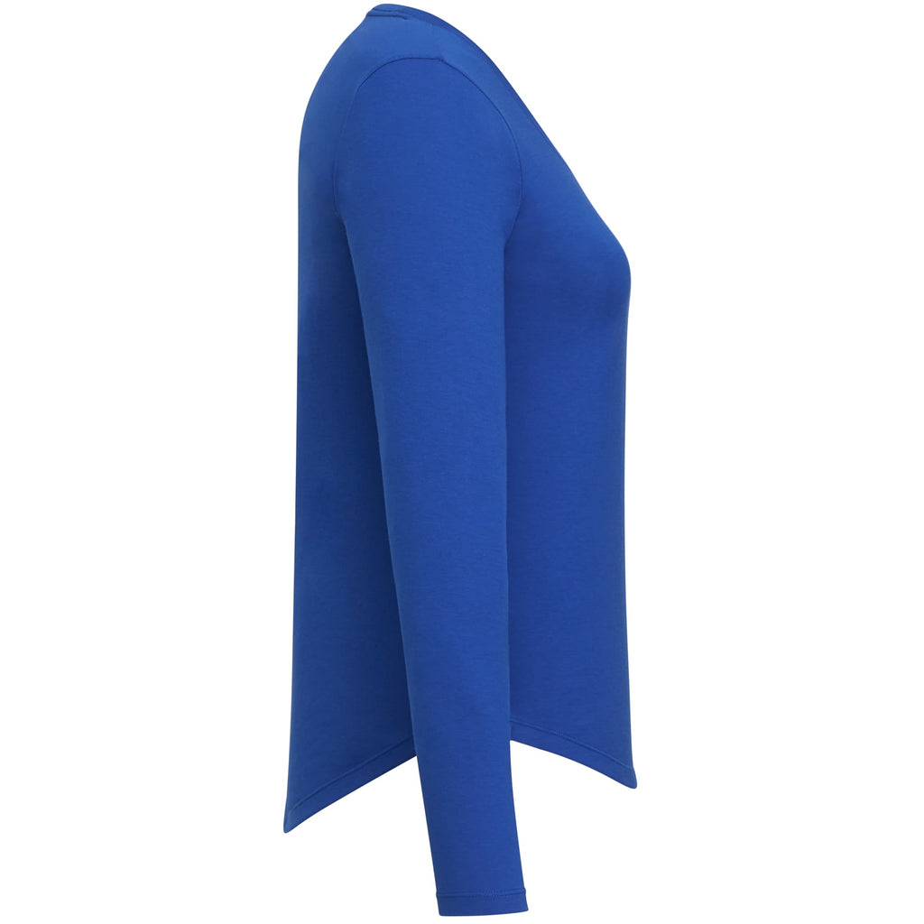Somoto Eco Long Sleeve Tee in Recycled Poly Cotton for Women Transfer - New Royal - Right Side