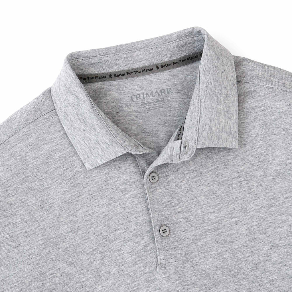 Somoto Eco Recycled Jersey Polo for Men Embroidery - Heather Grey - Collar Detail