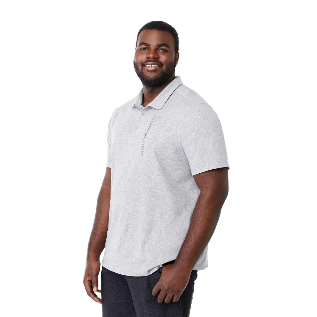 Somoto Eco Recycled Jersey Polo for Men Embroidery - Heather Grey - Left Angle On Model