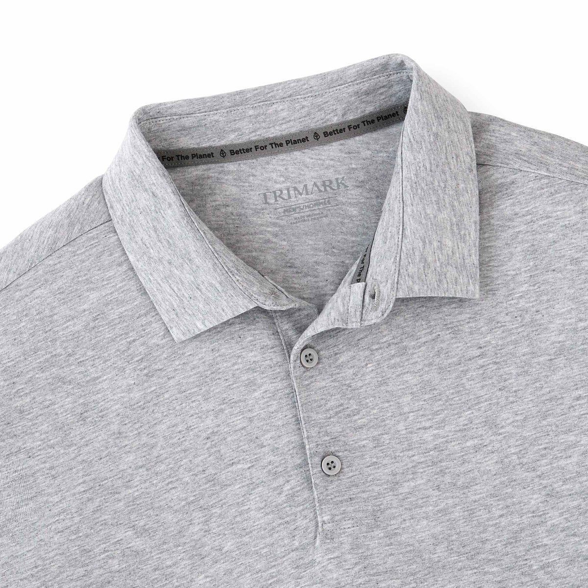 Somoto Eco Recycled Jersey Polo for Men Sublimation - Heather Grey - Collar Detail