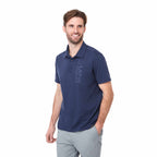 Somoto Eco Recycled Jersey Polo for Men Sublimation - Vintage Navy - Left Angle On Model