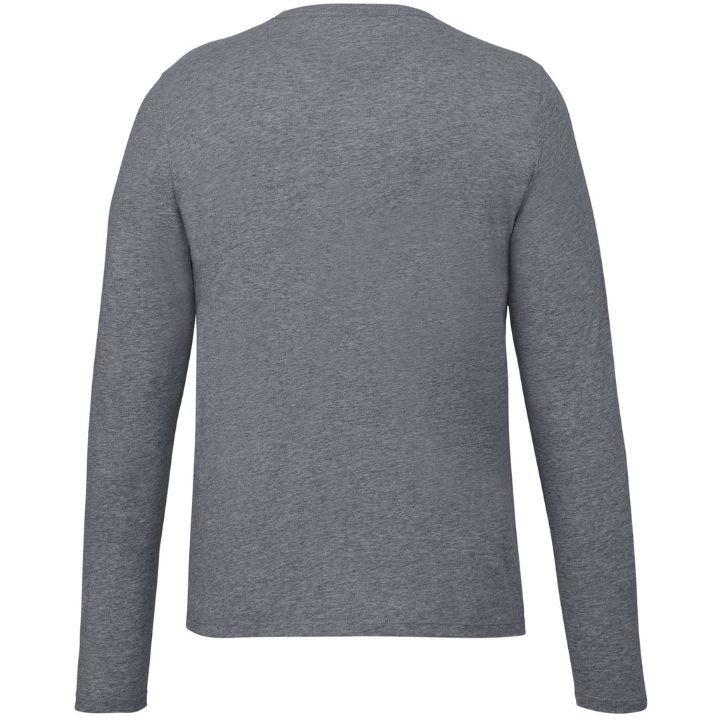 Somoto Eco Recycled Long Sleeve Tee for Men Embroidery - Heather Charcoal - Back
