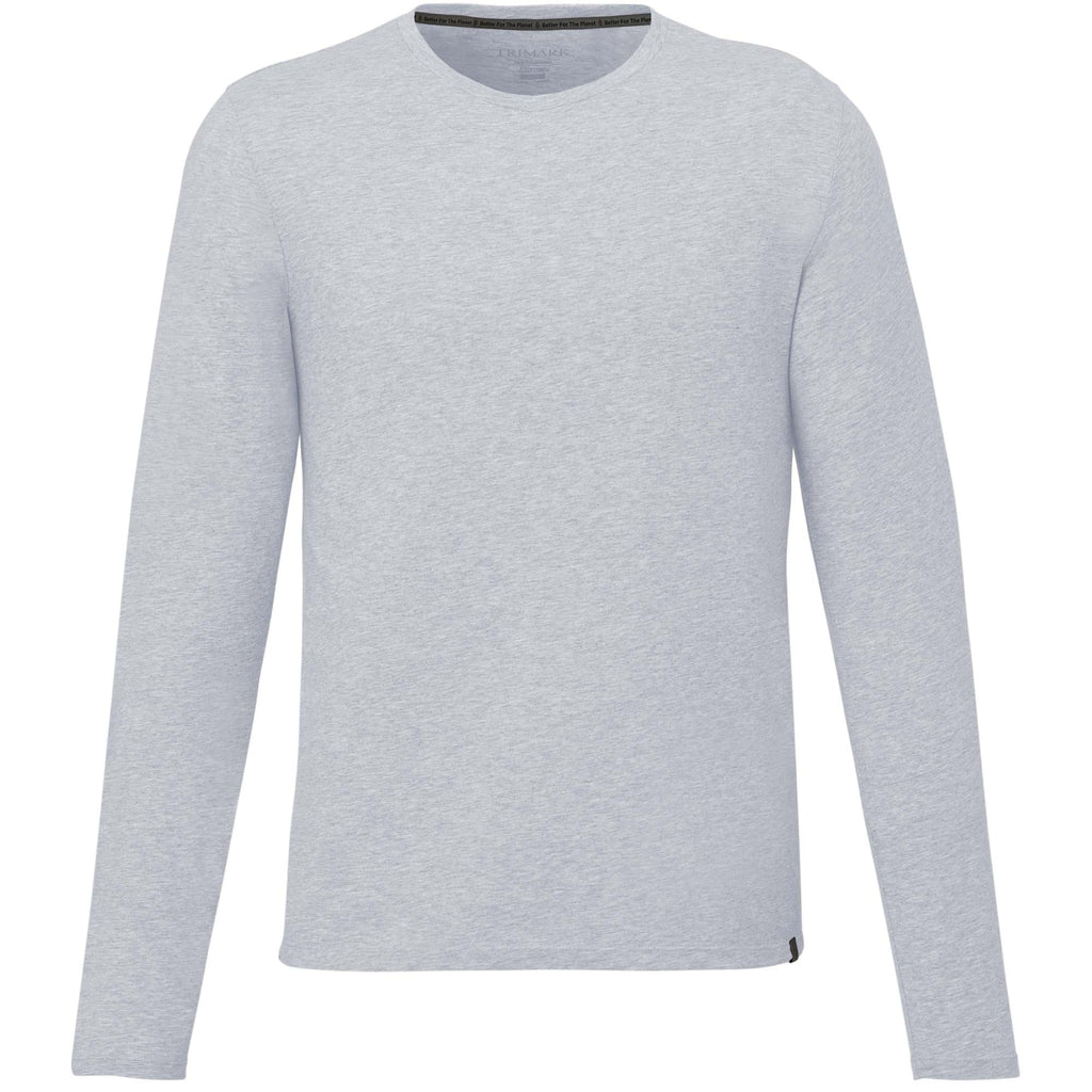 Somoto Eco Recycled Long Sleeve Tee for Men Embroidery - Heather Grey - Front