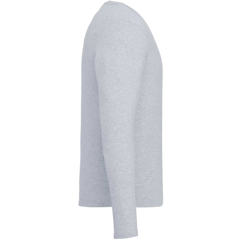 Somoto Eco Recycled Long Sleeve Tee for Men Embroidery - Heather Grey - Right Side