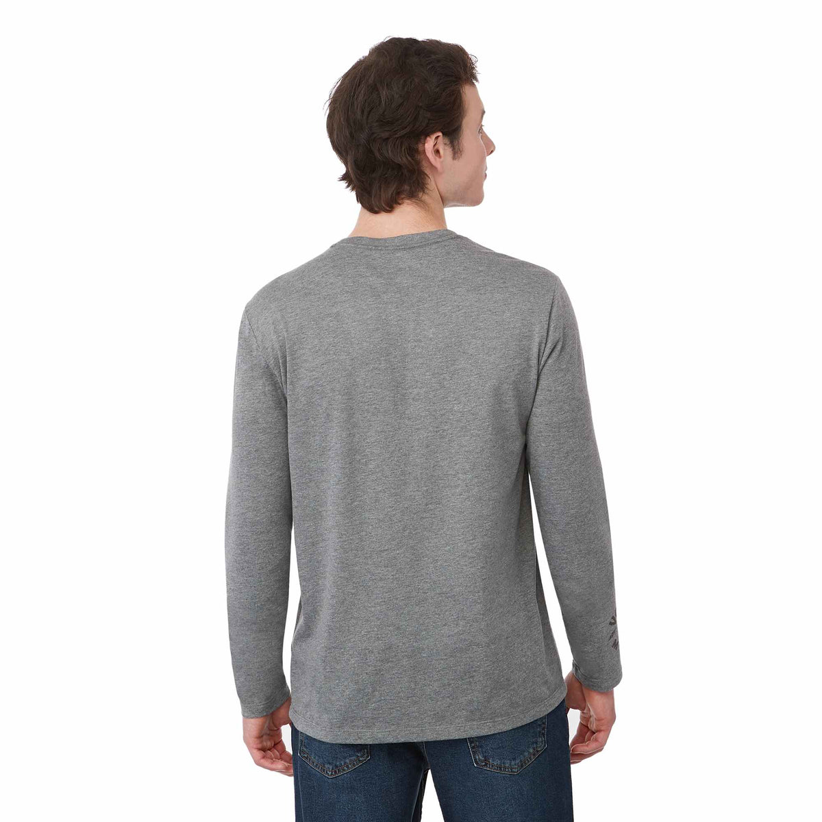 Somoto Eco Recycled Long Sleeve Tee for Men Sublimation - Heather Charcoal - On Model Back
