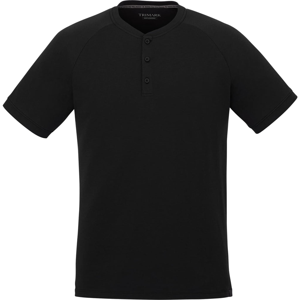 Somoto Eco Recycled Short Sleeve Henley for Men Sublimation - Black - Front