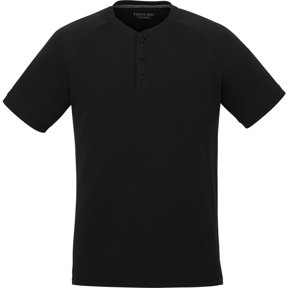Somoto Eco Recycled Short Sleeve Henley for Men Sublimation - Black - Front