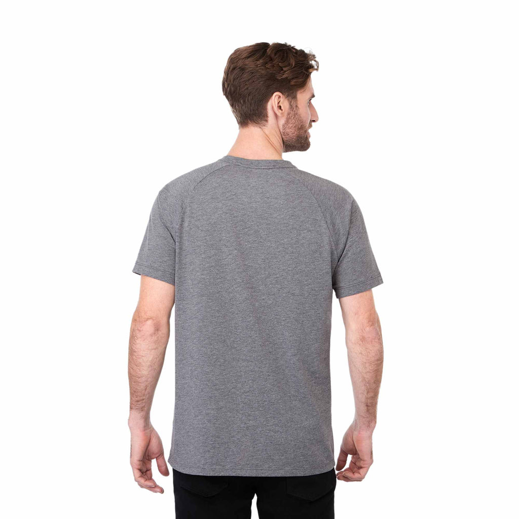Somoto Eco Recycled Short Sleeve Henley for Men Sublimation - Heather Charcoal - Back On Model