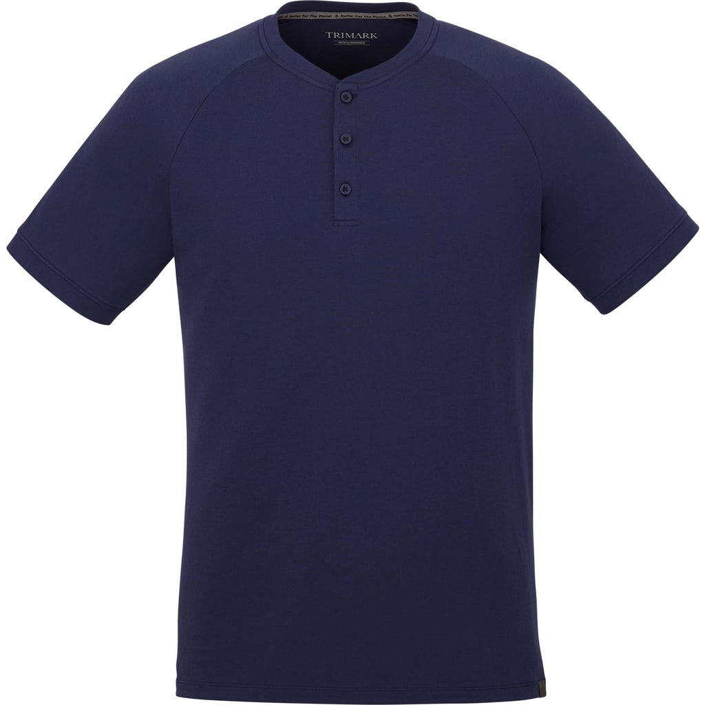 Somoto Eco Recycled Short Sleeve Henley for Men Sublimation - Vintage Navy - Front
