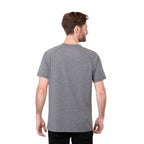 Somoto Eco Recycled Short Sleeve Henley for Men Transfer - Heather Charcoal - Back On Model