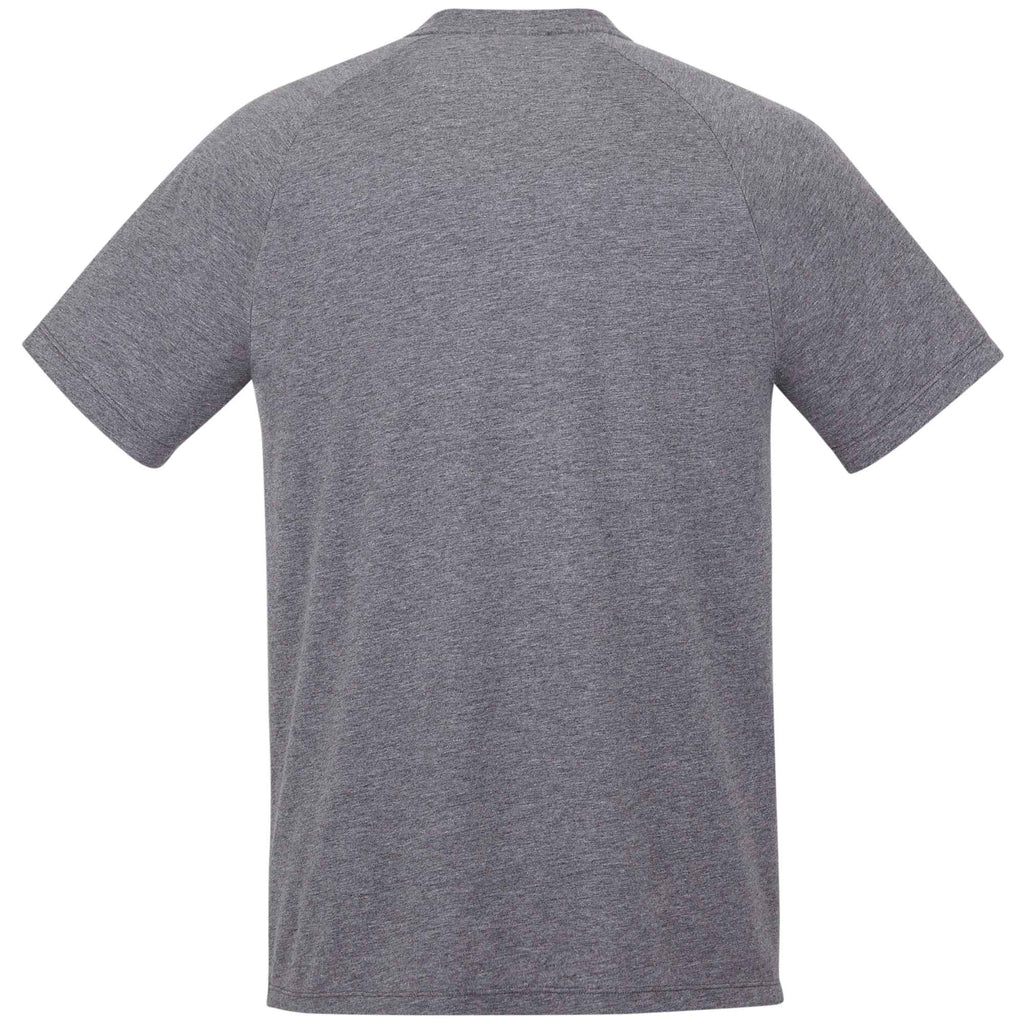 Somoto Eco Recycled Short Sleeve Henley for Men Transfer - Heather Charcoal - Back
