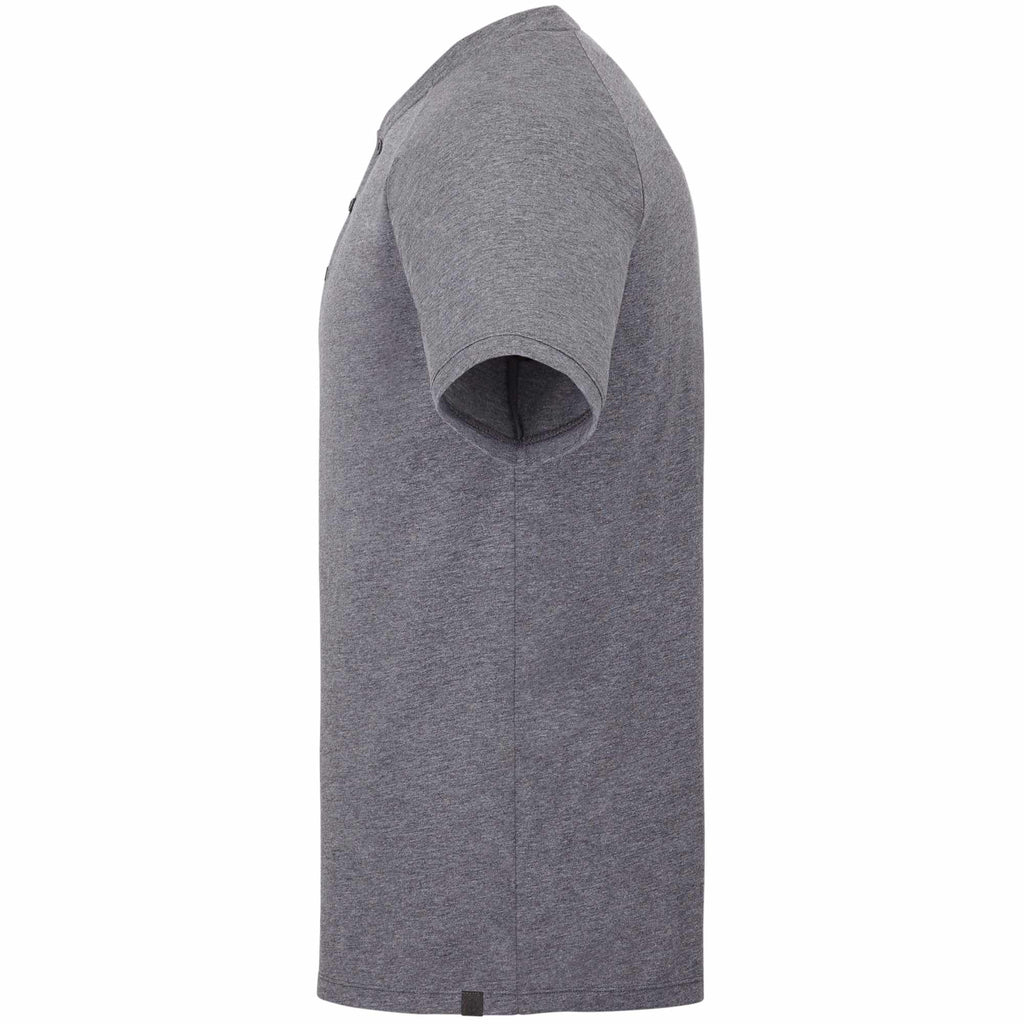 Somoto Eco Recycled Short Sleeve Henley for Men Transfer - Heather Charcoal - Left Side