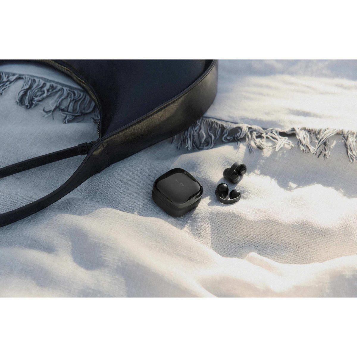 Sony LinkBuds Clip Open Ear Wireless Earbuds - Black - Front Lifestyle 4