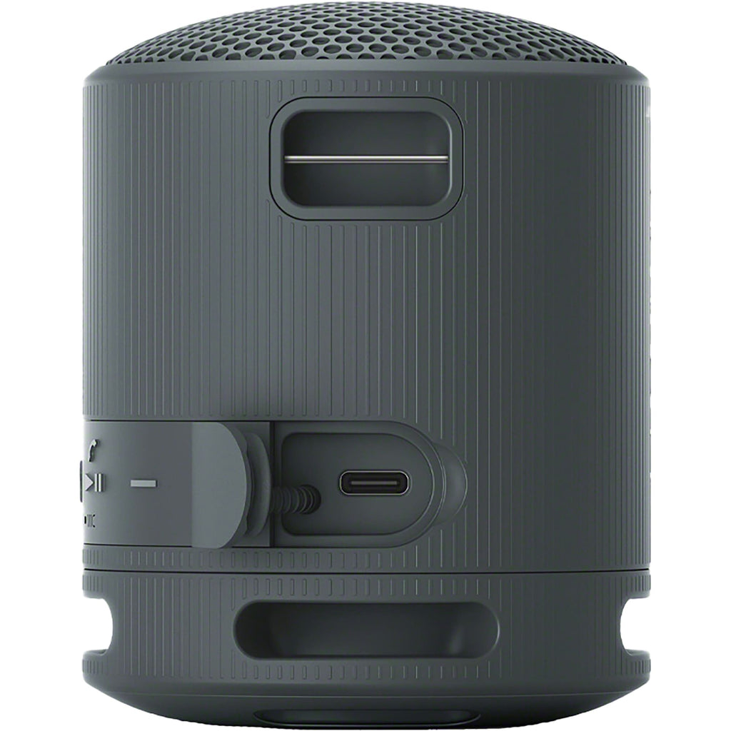 Sony SRS-XB100 Waterproof Bluetooth Speaker with Strap Full Color - Black - Back Plugs