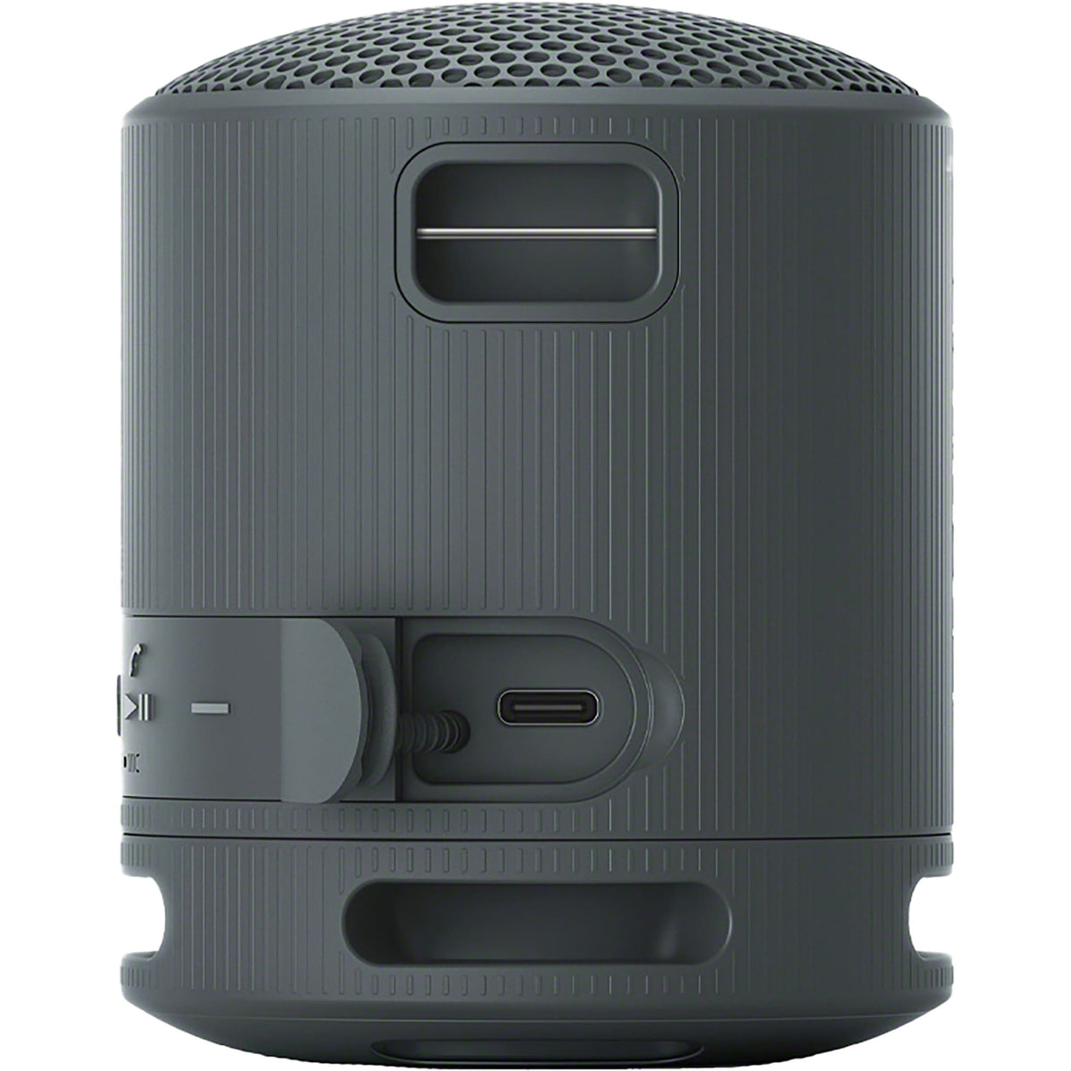 Sony SRS-XB100 Waterproof Bluetooth Speaker with Strap Full Color - Black - Back Plugs