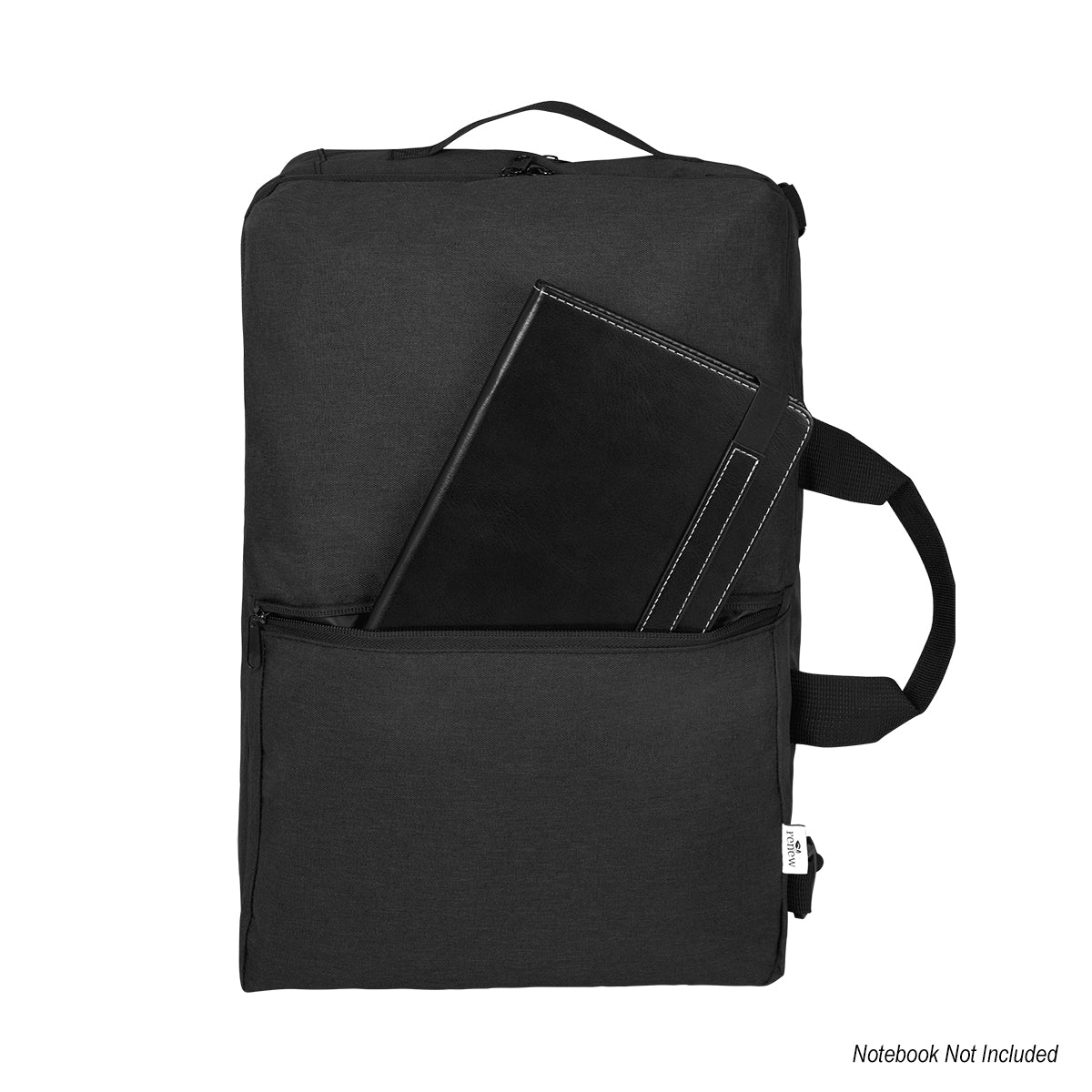 Sophie Convertible Computer Backpack in Recycled PET, Three-Way Embroidery - Black - Front_Pocket