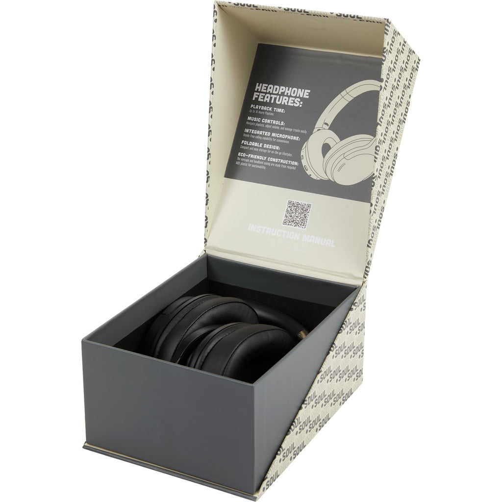 SoulMic Over-Ear Bluetooth Headphones in Recycled Plastic - Black - Packaging