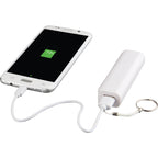 Span Key Ring Power Bank, 1,200 mAh Full Color - White - Photo 2