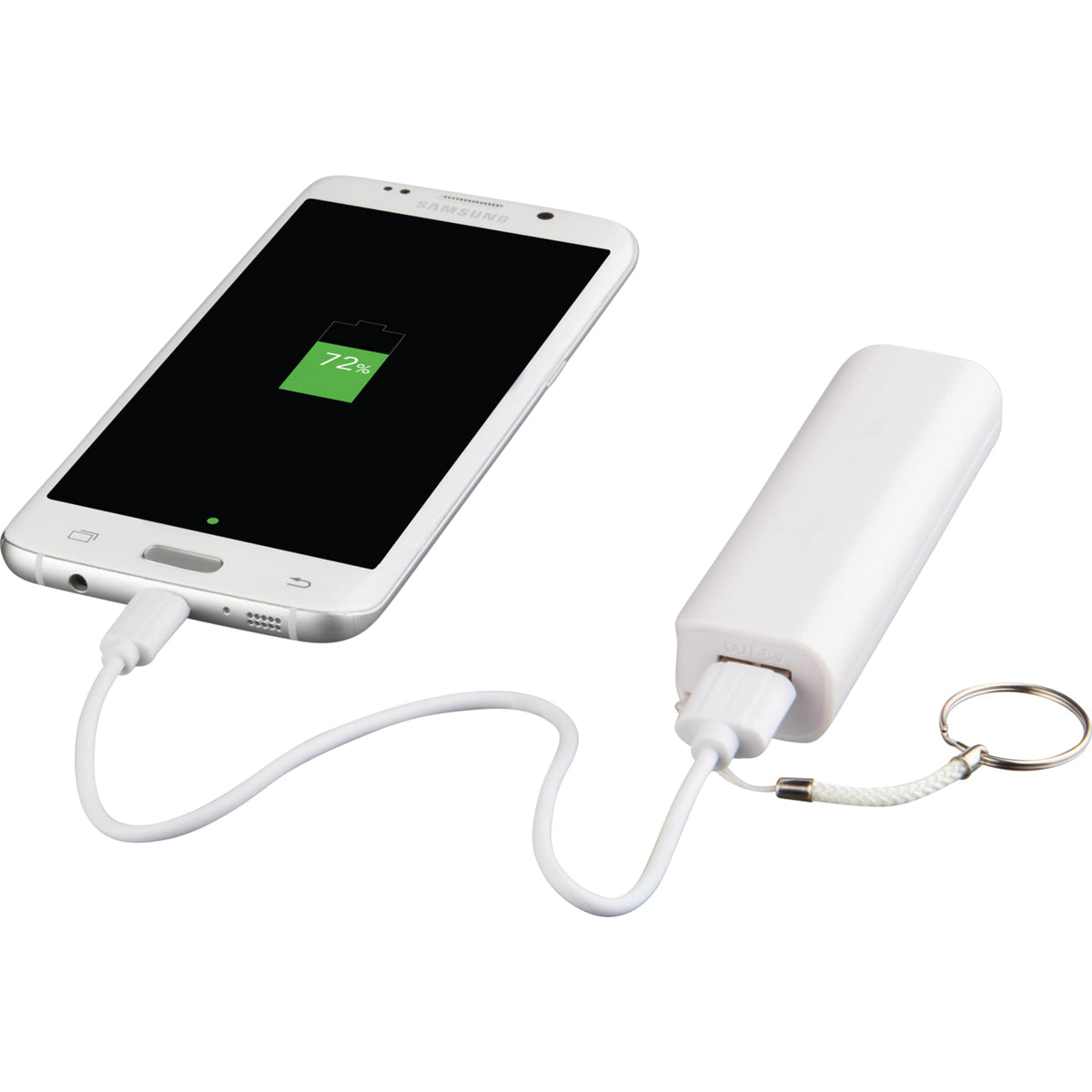Span Key Ring Power Bank, 1,200 mAh Full Color - White - Photo 2
