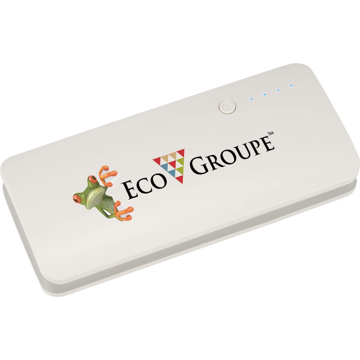 Spare Three-Port Power Bank with Flashlight, 10,000 mAh Full Color - White - Front