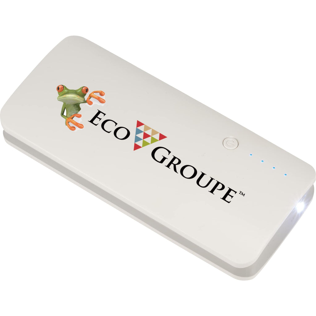 Spare Three-Port Power Bank with Flashlight, 10,000 mAh Full Color - White - Photo 2