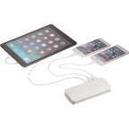 Spare Three-Port Power Bank with Flashlight, 10,000 mAh Full Color - White - Photo 4