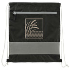 Sparks Recycled Drawstring Bag with Mesh Accents - Black - Front 2