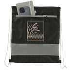 Sparks Recycled Drawstring Bag with Mesh Accents - Black - Front