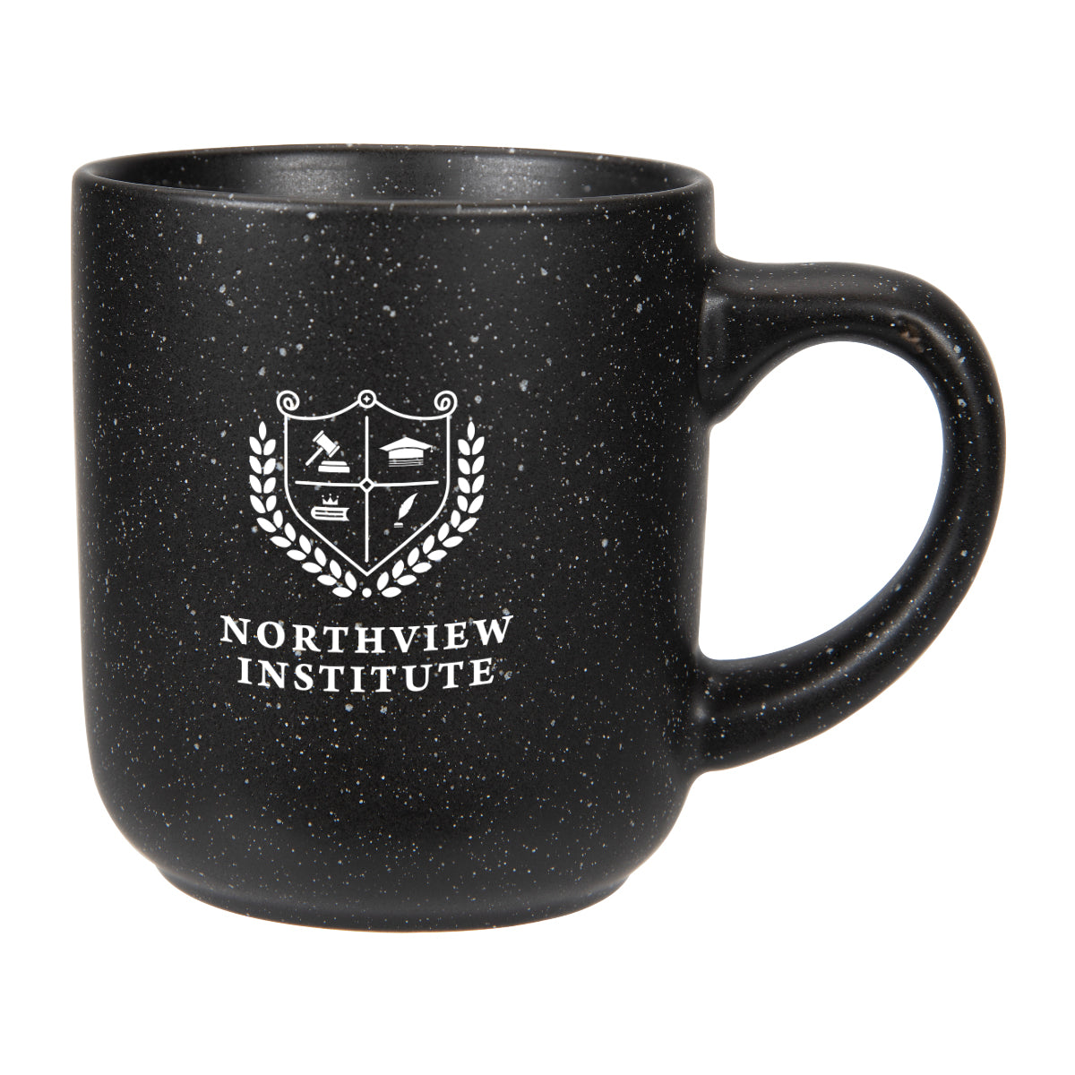Speckled Matte Ceramic Mug, 14 oz - Black - Silk Screen