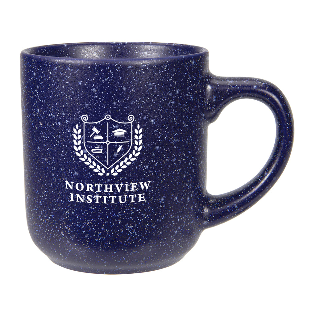 Speckled Matte Ceramic Mug, 14 oz - Cobalt Blue - Silk Screen