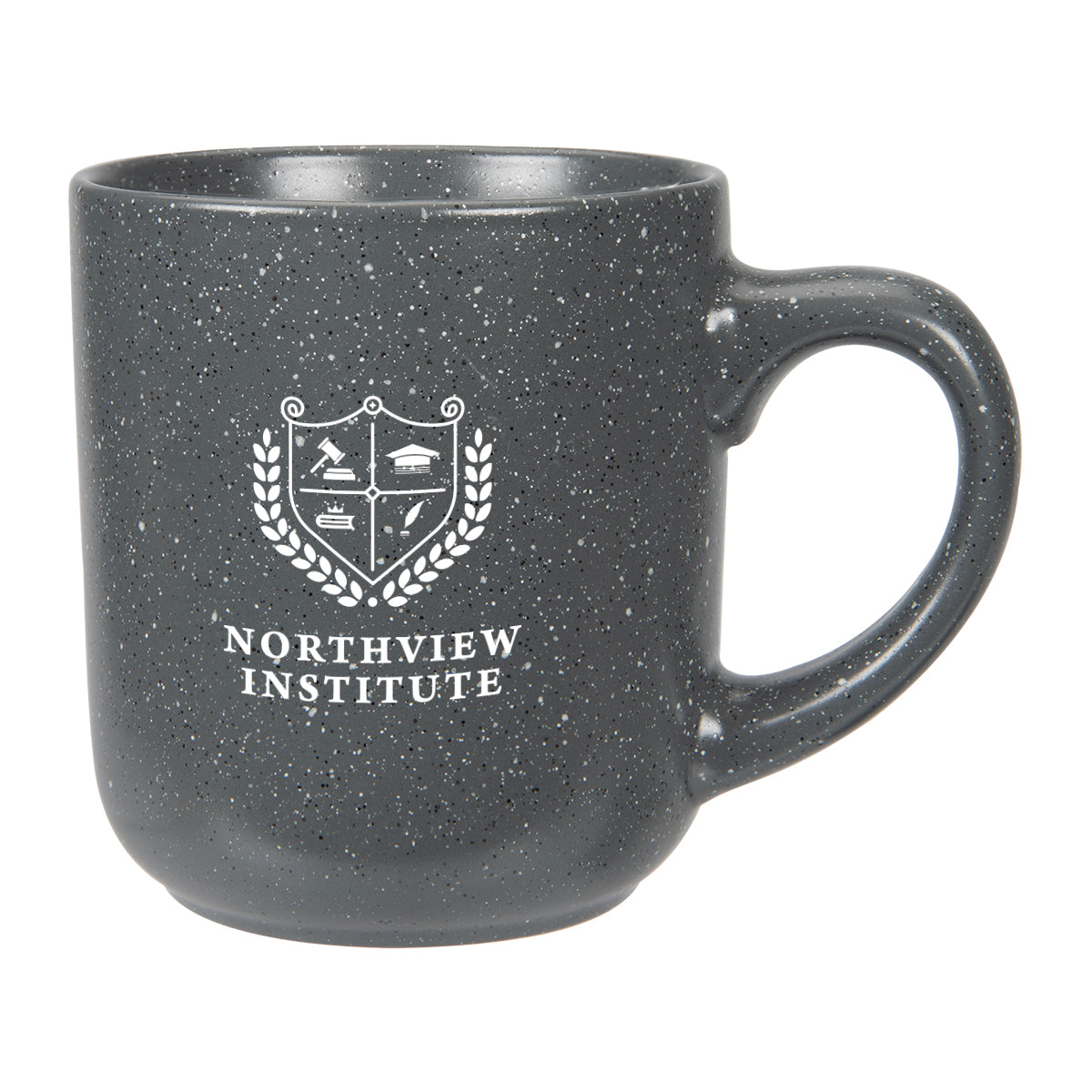 Speckled Matte Ceramic Mug, 14 oz - Gray - Silk Screen
