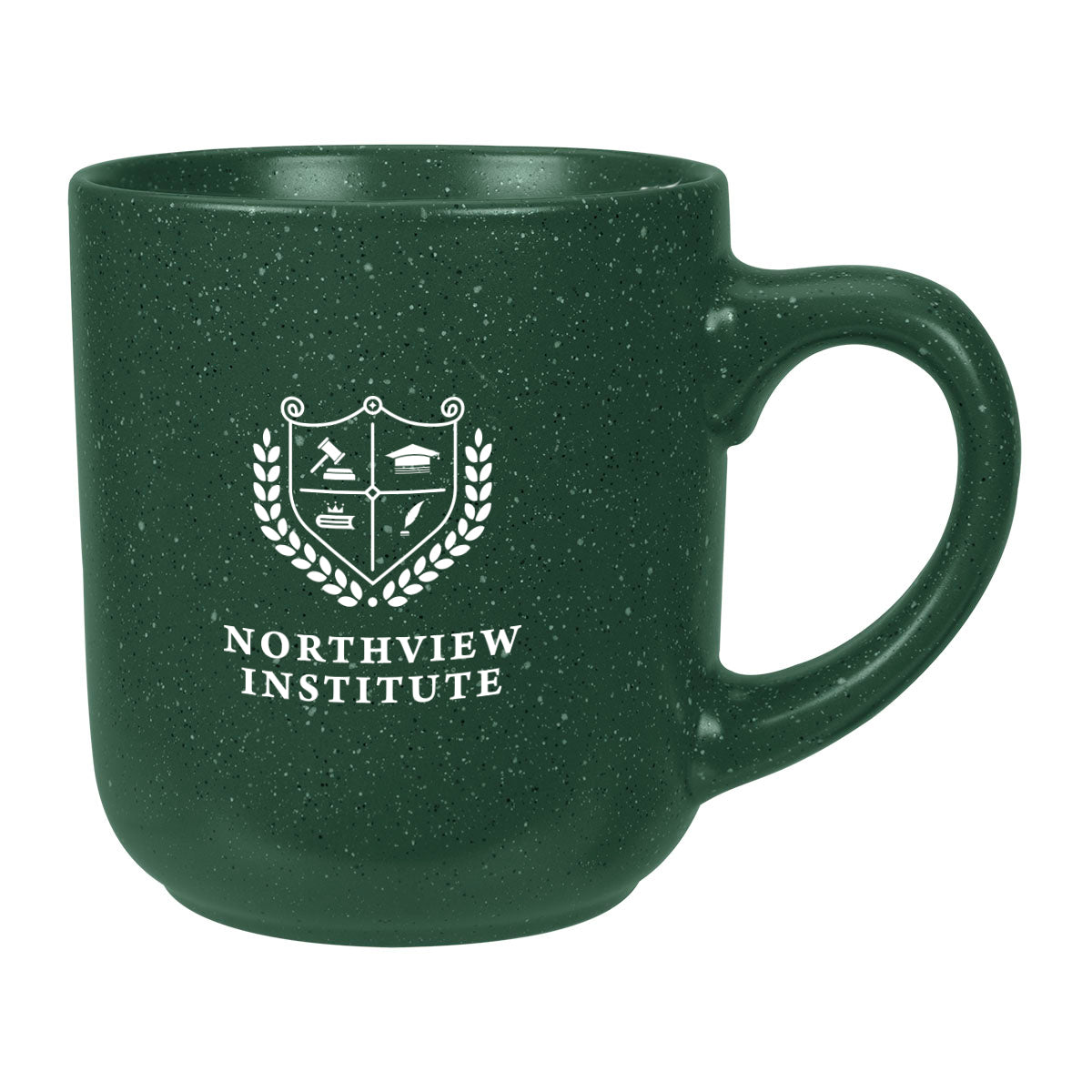 Speckled Matte Ceramic Mug, 14 oz - Green - Silk Screen