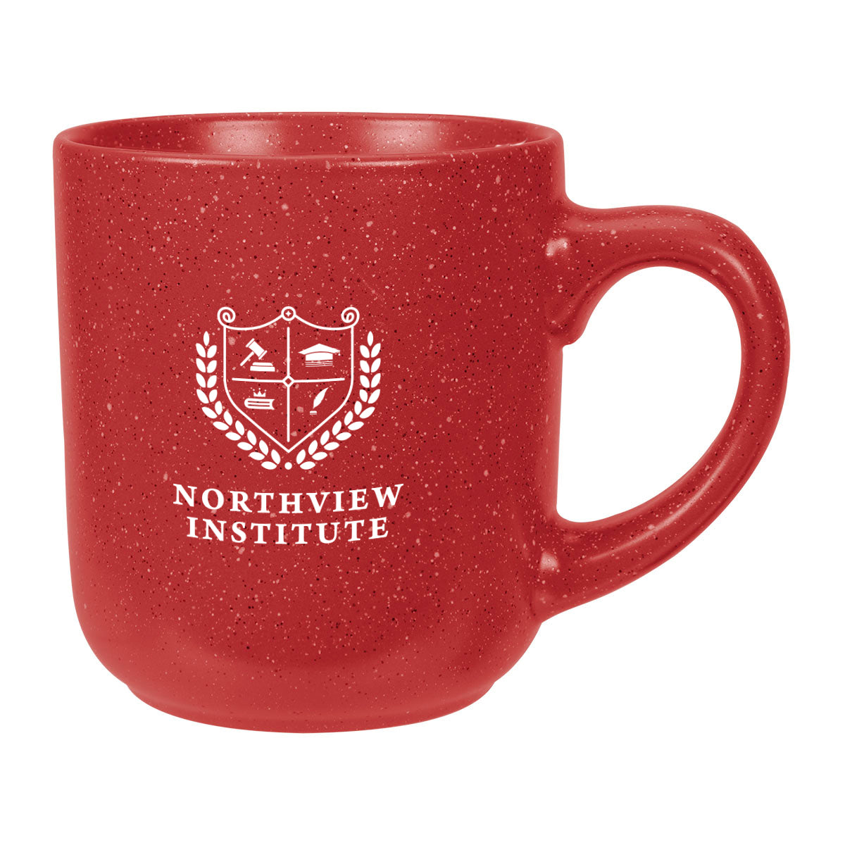 Speckled Matte Ceramic Mug, 14 oz - Red - Silk Screen