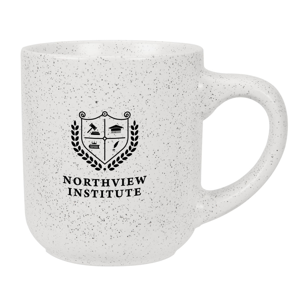 Speckled Matte Ceramic Mug, 14 oz - White - Silk Screen