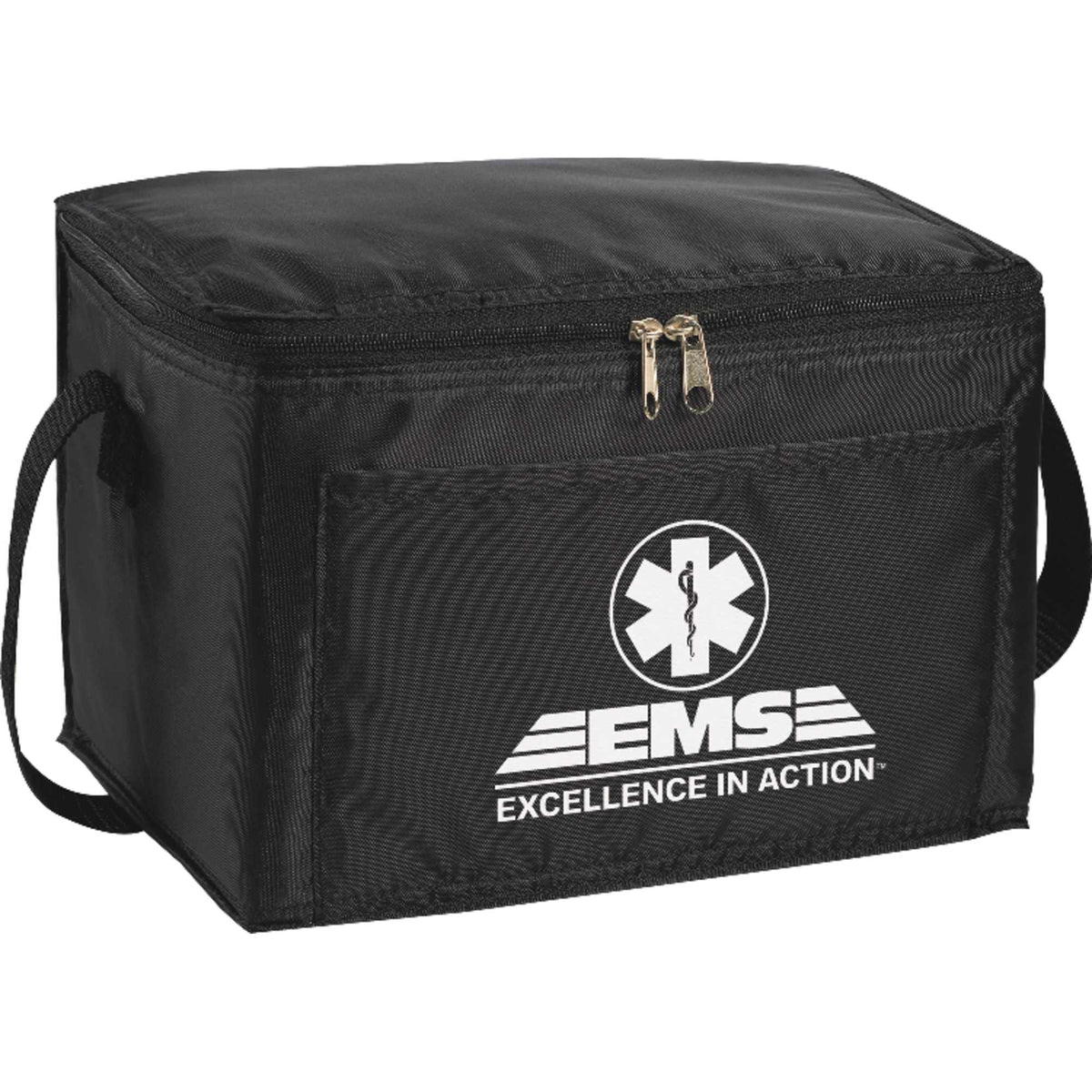 Spectrum Lunch Cooler with Long Handle, 6 Cans Full Color - Black - Front