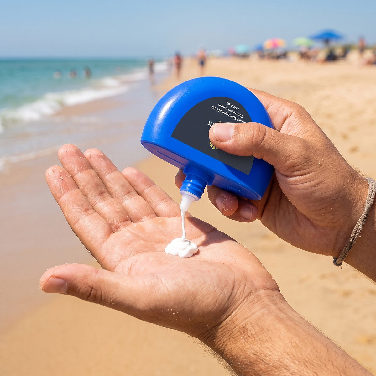 SPF 30 Sunscreen in Recycled ABS, 1.7 oz - Blue - Lifestyle_White_Label_4CP