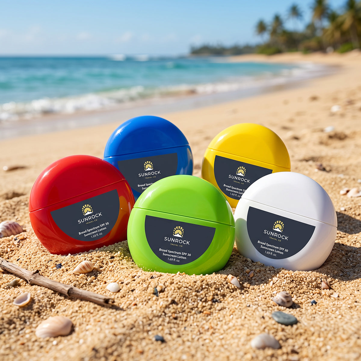 SPF 30 Sunscreen in Recycled ABS, 1.7 oz - Lime Green - Lifestyle_White_Label_4CP