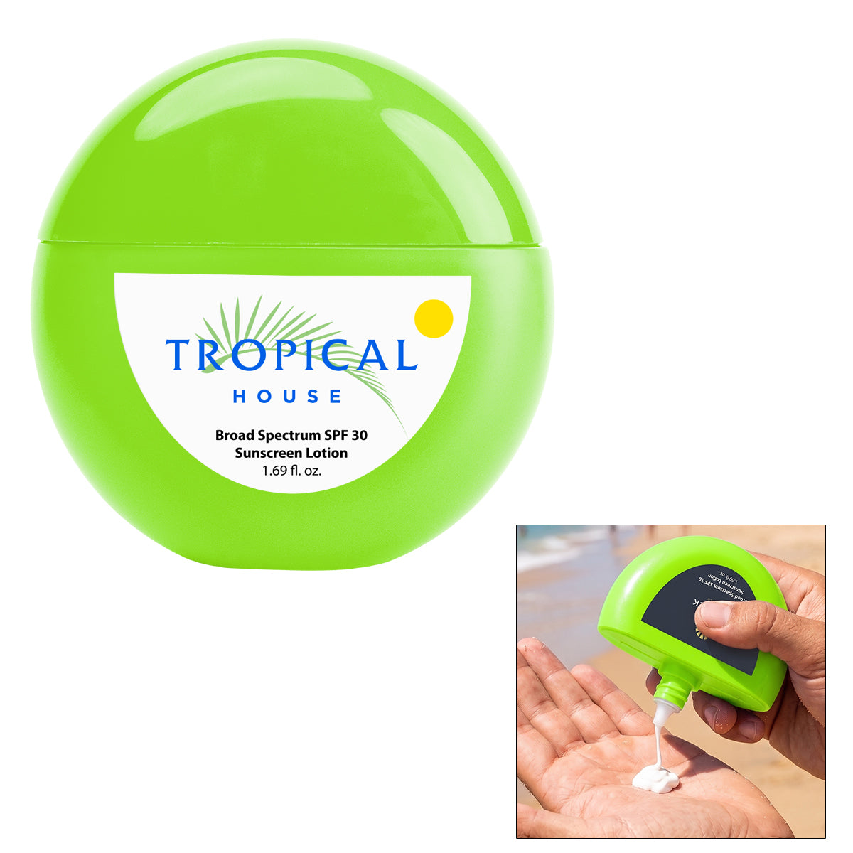 SPF 30 Sunscreen in Recycled ABS, 1.7 oz - Lime Green - White_Label_4CP
