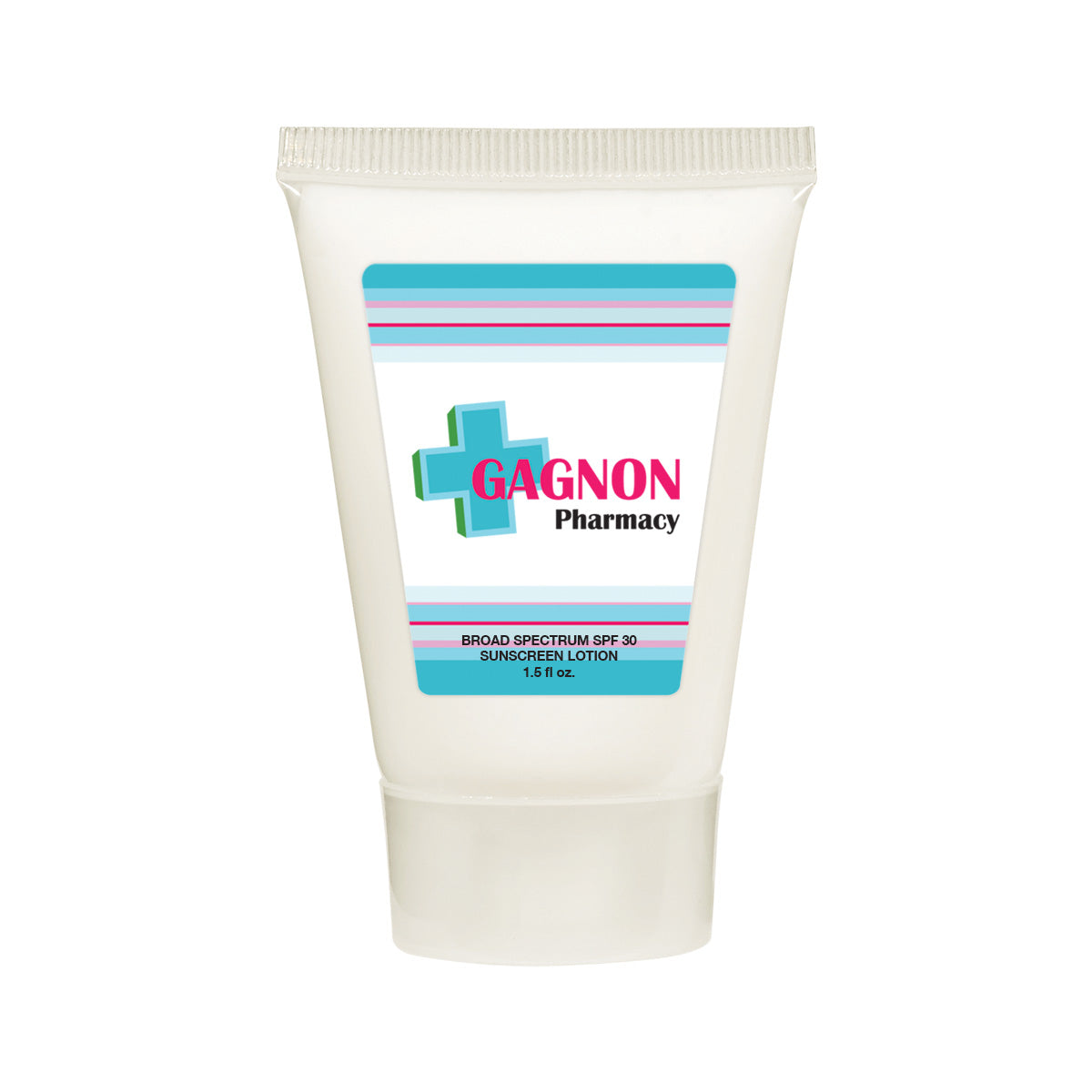 SPF 30 Sunscreen Tube, 1.5 oz - White - Full Color on a White Label