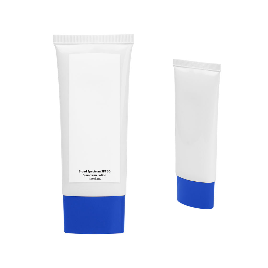 SPF 30 Sunscreen Tube, 1.7 oz - White with Blue - WHITE_Label_Blank