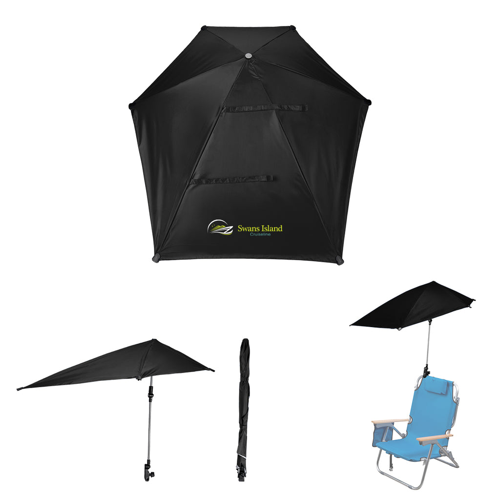 SPF 50 Chair Umbrella with Recycled Canopy, 50 Inch Arc - Black - Colorbrite