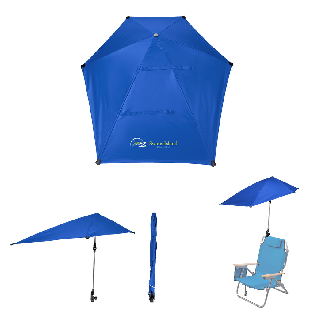 SPF 50 Chair Umbrella with Recycled Canopy, 50 Inch Arc - Royal Blue - Colorbrite