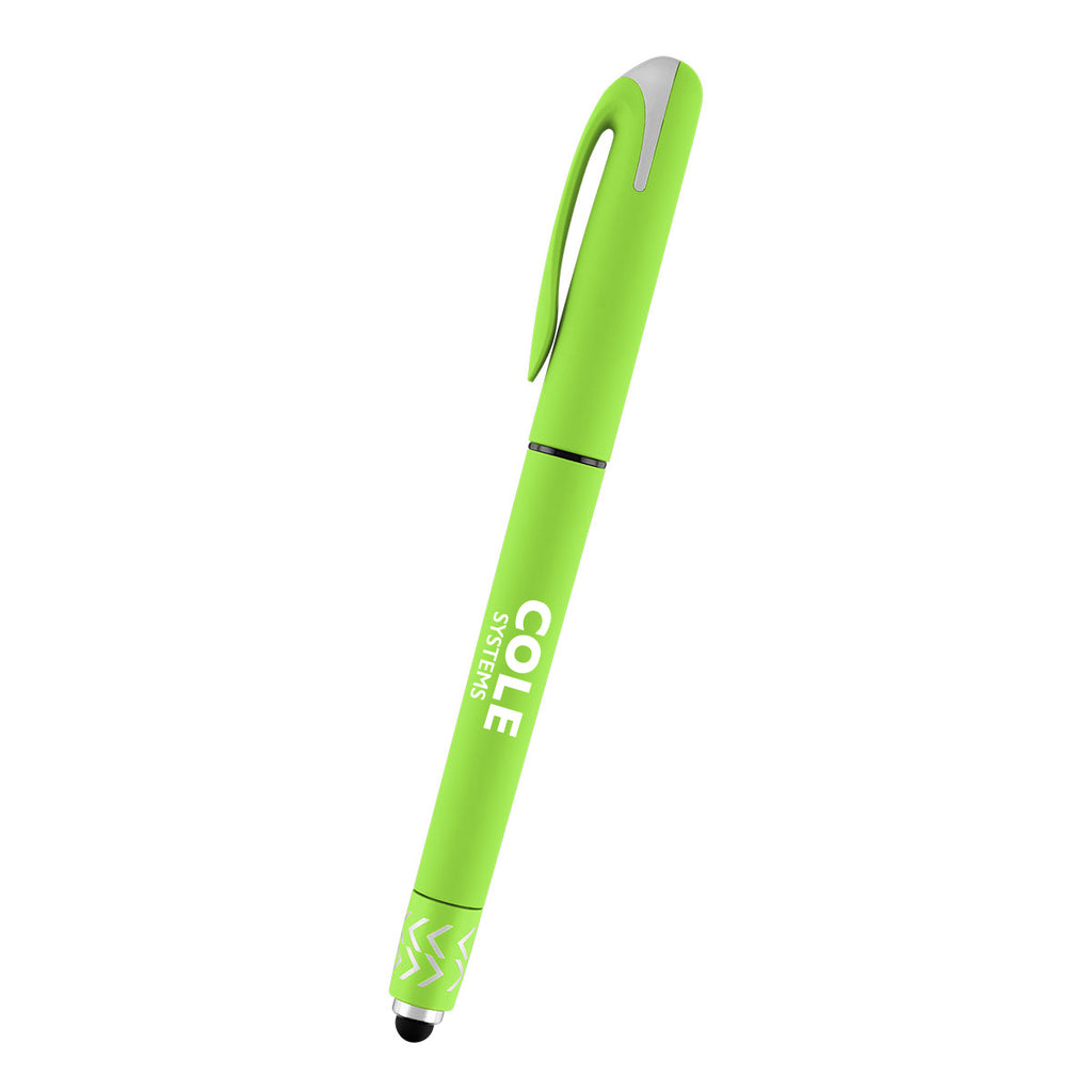 Spin Top Gel Pen and Stylus - Lime Green - Silk Screen