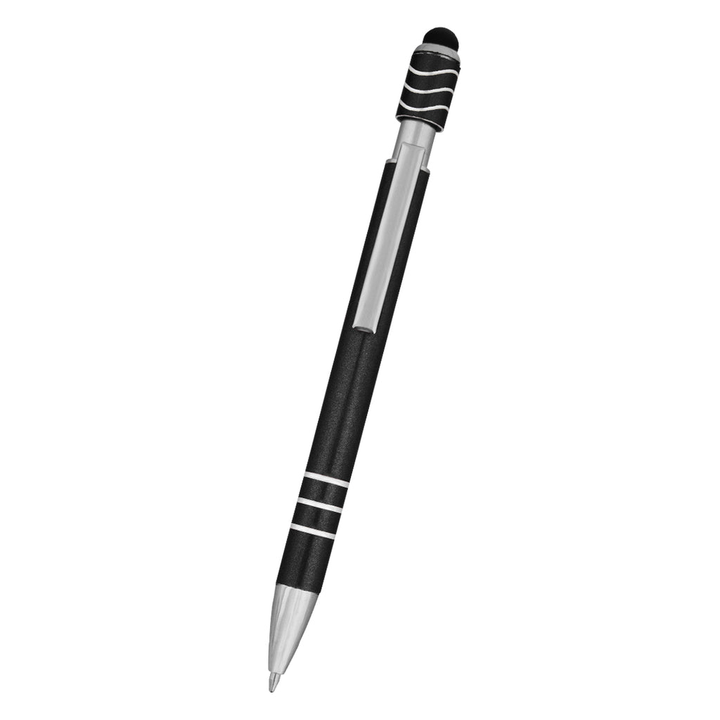 Spin Top Pen and Stylus Laser Engraving - Black - Front
