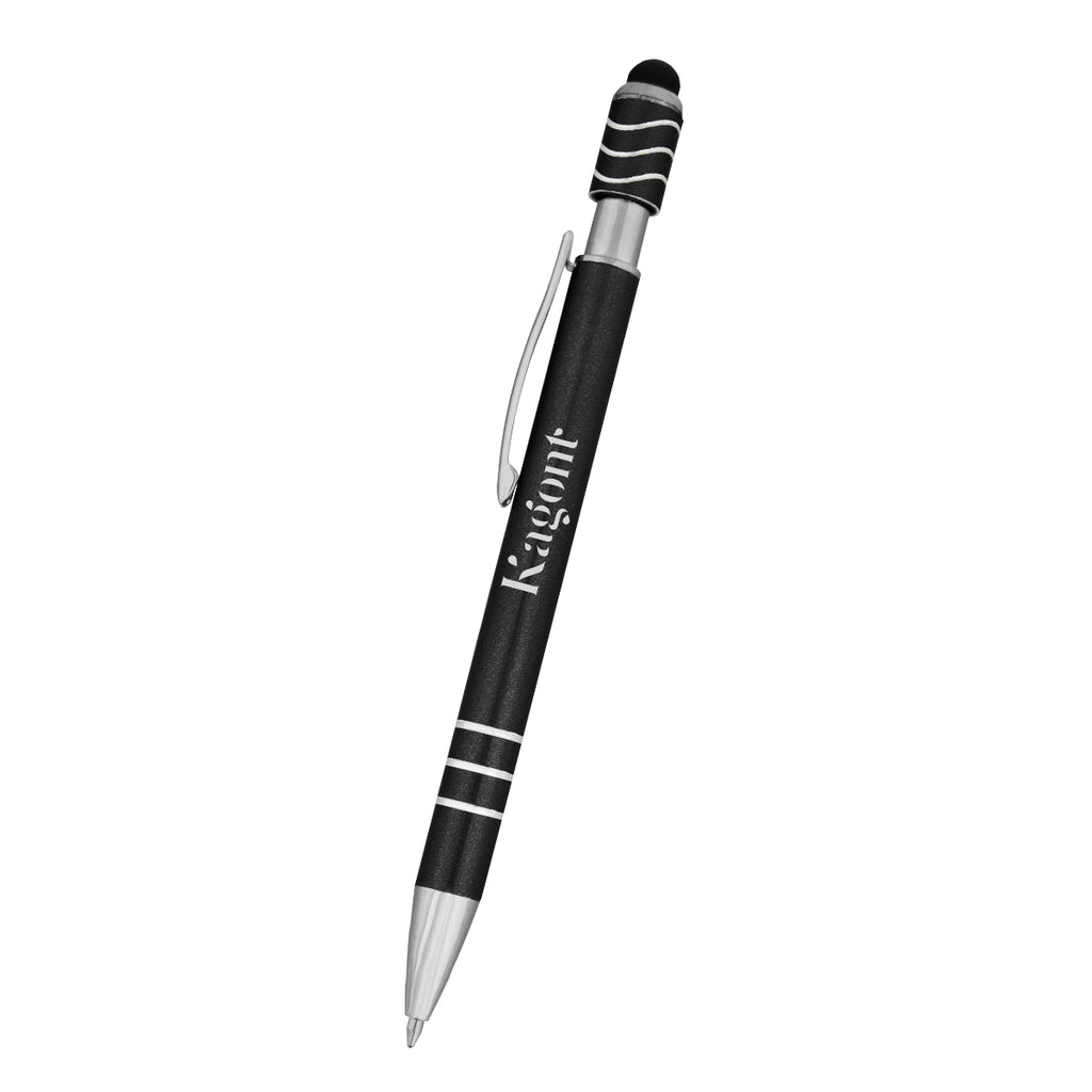 Spin Top Pen and Stylus Laser Engraving - Black - Pad Print