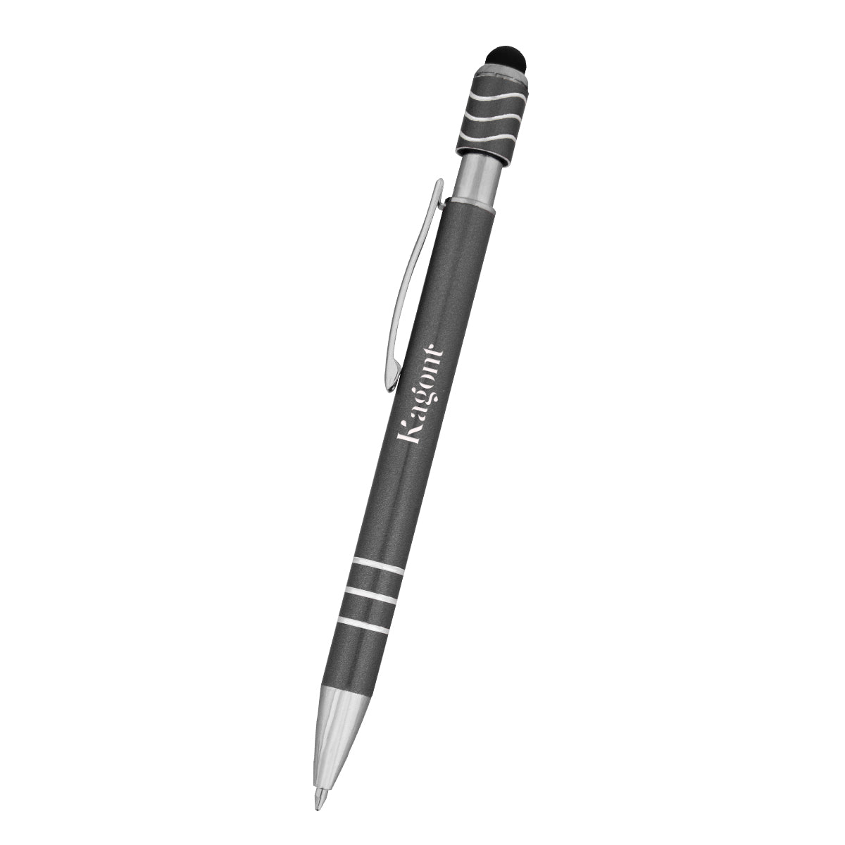 Spin Top Pen and Stylus Laser Engraving - Gray - Laser Engraving