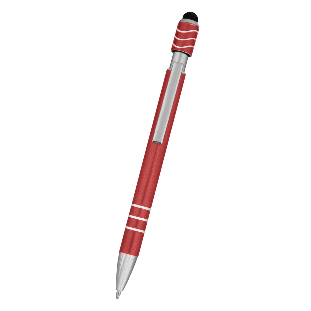 Spin Top Pen and Stylus Laser Engraving - Red - Front