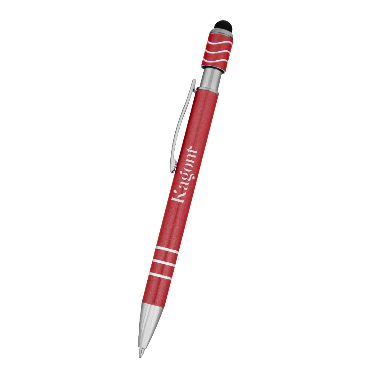 Spin Top Pen and Stylus Laser Engraving - Red - Pad Print