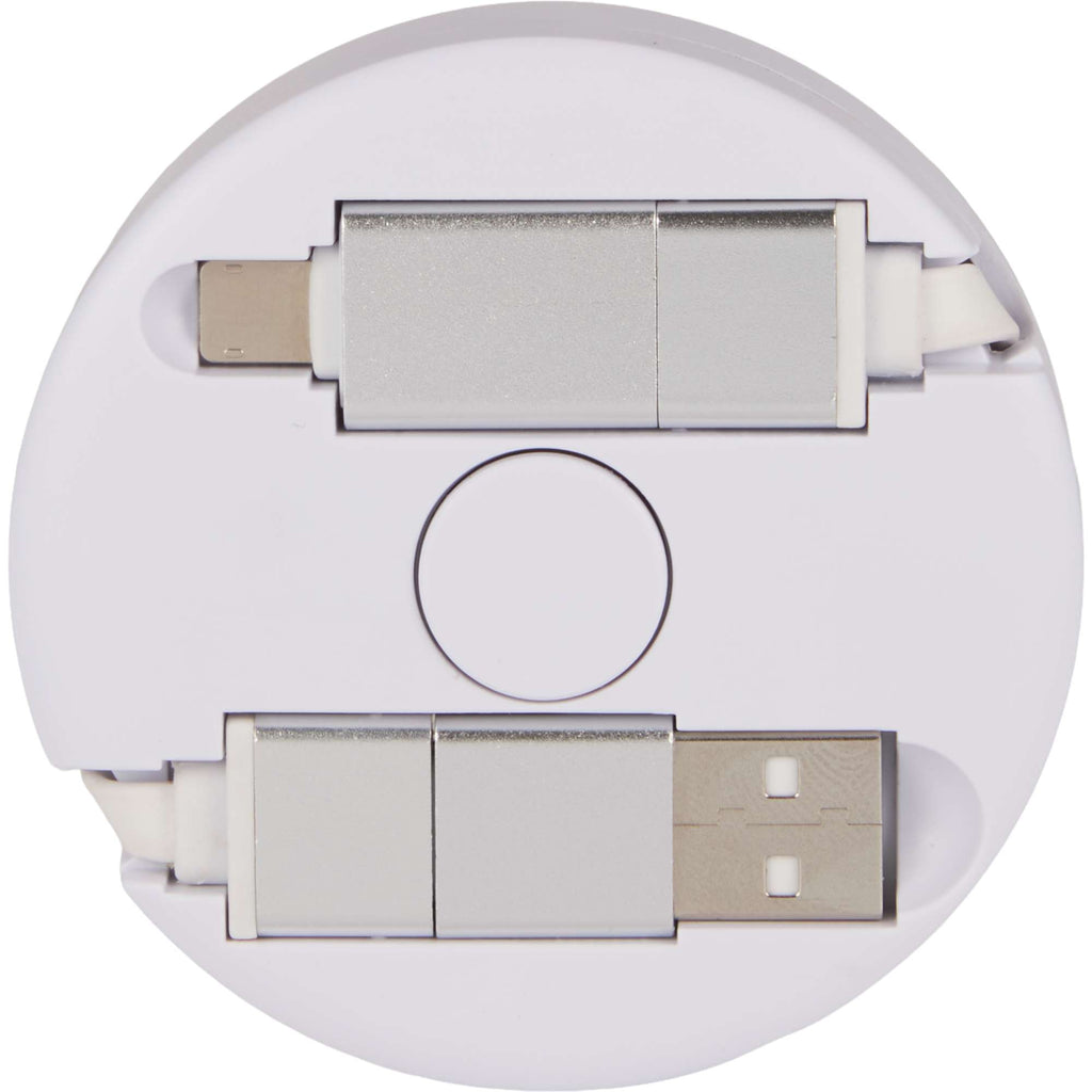 Spinner Extendable 5-in-1 Charging Cable, 40W - White - Back