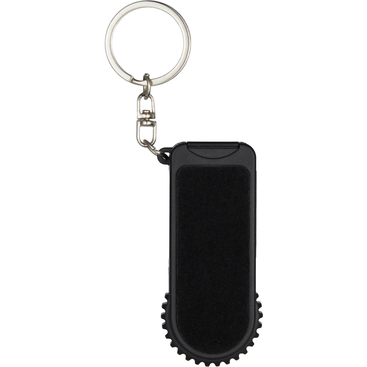 SpinStand Keychain with Phone Stand and Fidget Spinner Full Color - Black - Back